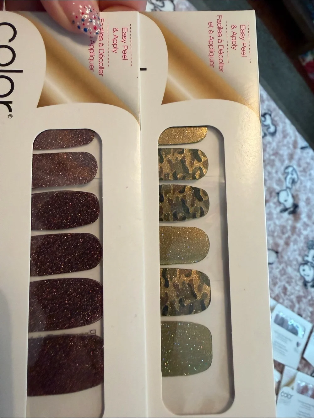 Color Street Glitter Pink, Teal & Black Nail Polish Strips
